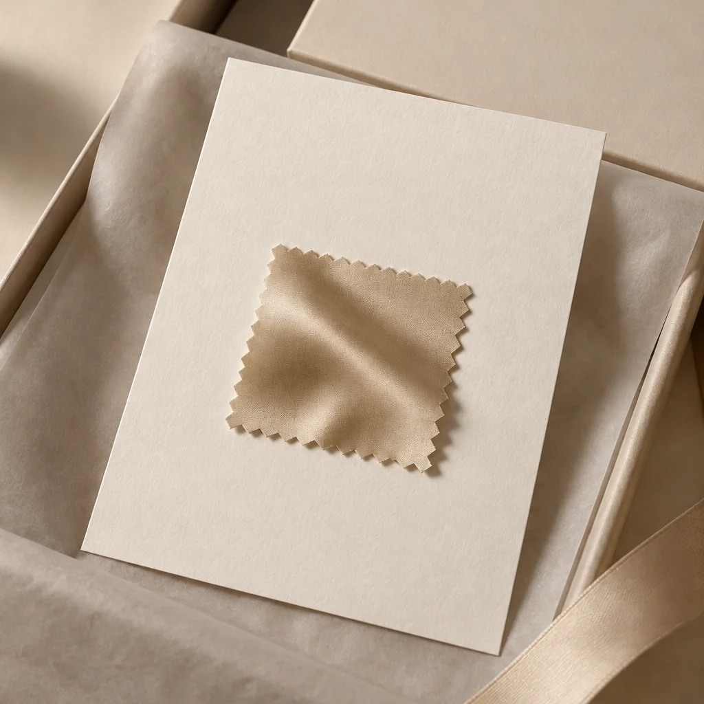 Complimentary silk fabric swatch card